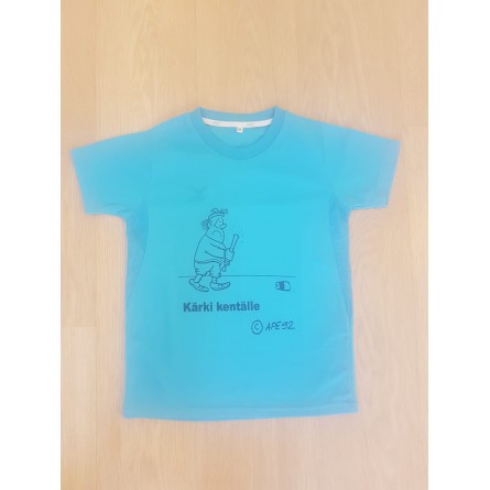Tekninen T-paita, tekstillä ja kuvalla, Kärki kentälle